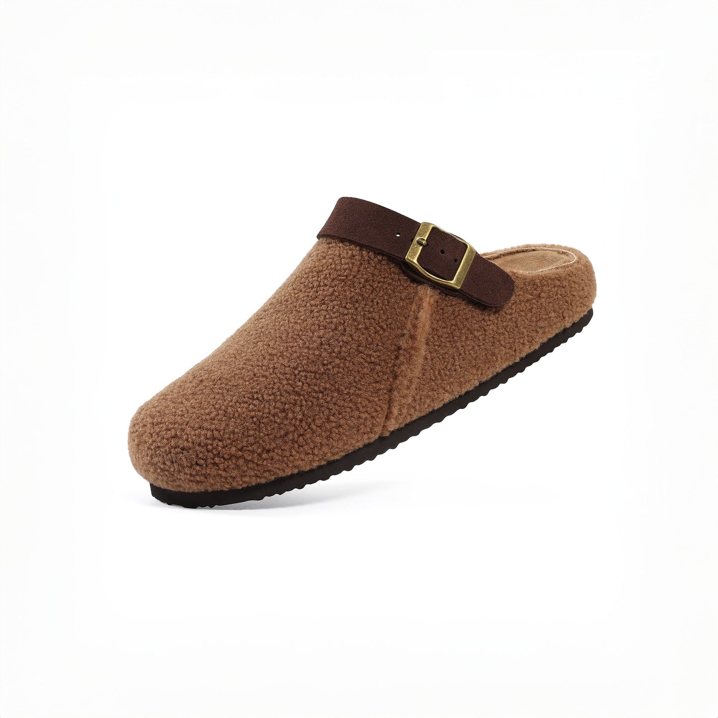 Plush Buckle Slippers