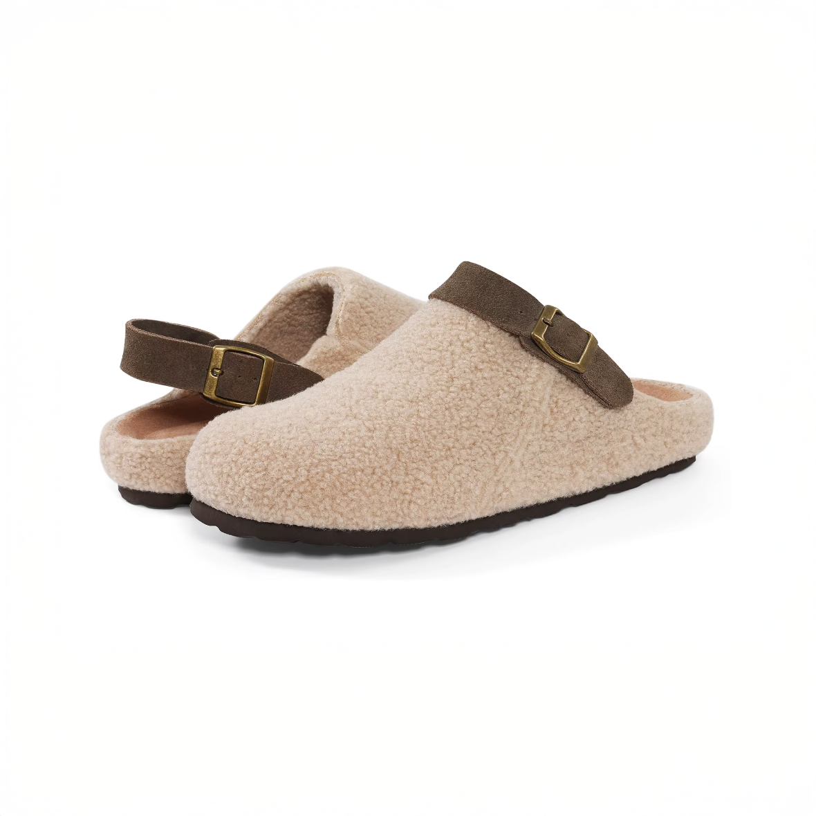 Plush Buckle Slippers