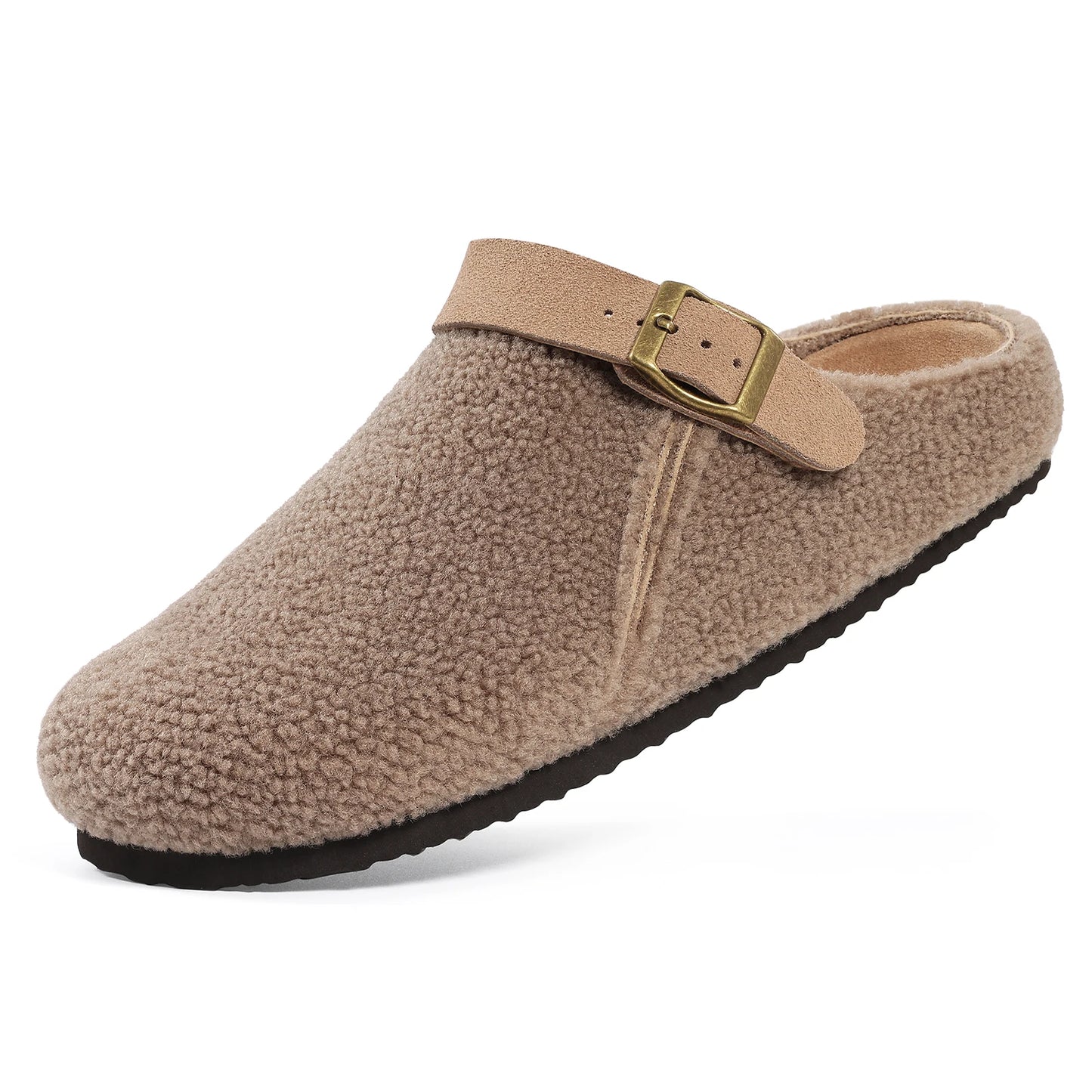 Plush Buckle Slippers