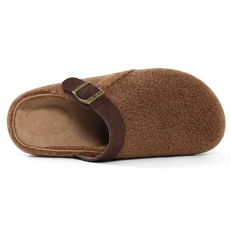 Plush Buckle Slippers