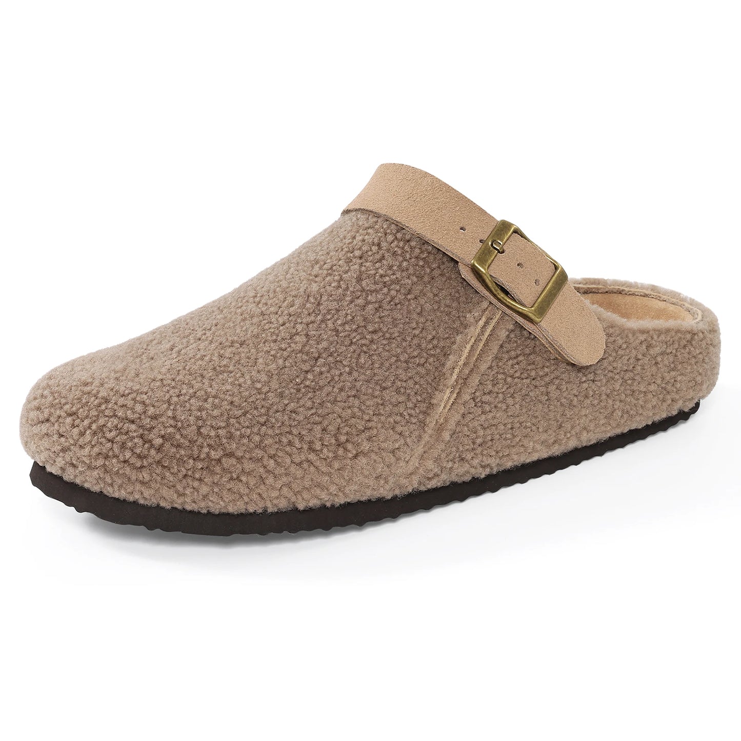Plush Buckle Slippers