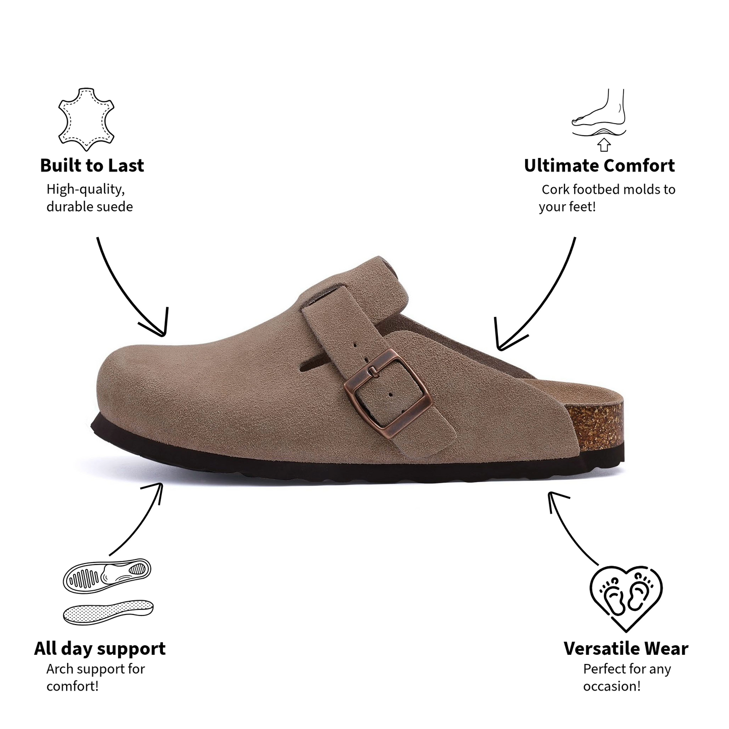 Suede Mules Cork Footbed Clogs