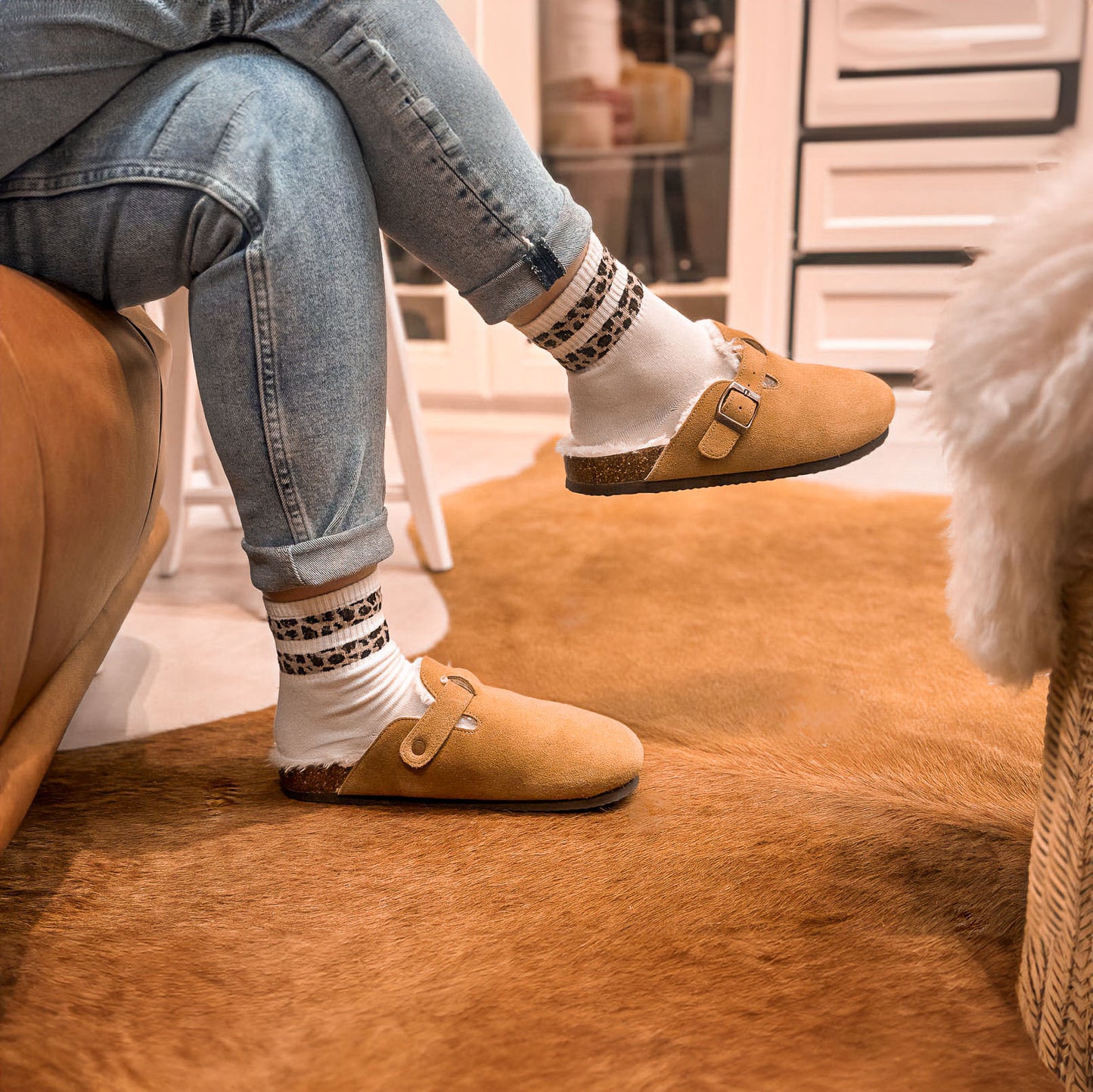 Suede Fur Clogs