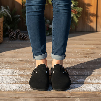 Suede Fur Clogs