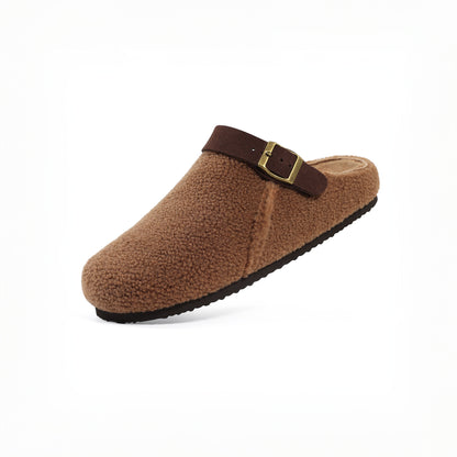 Plush Buckle Slippers