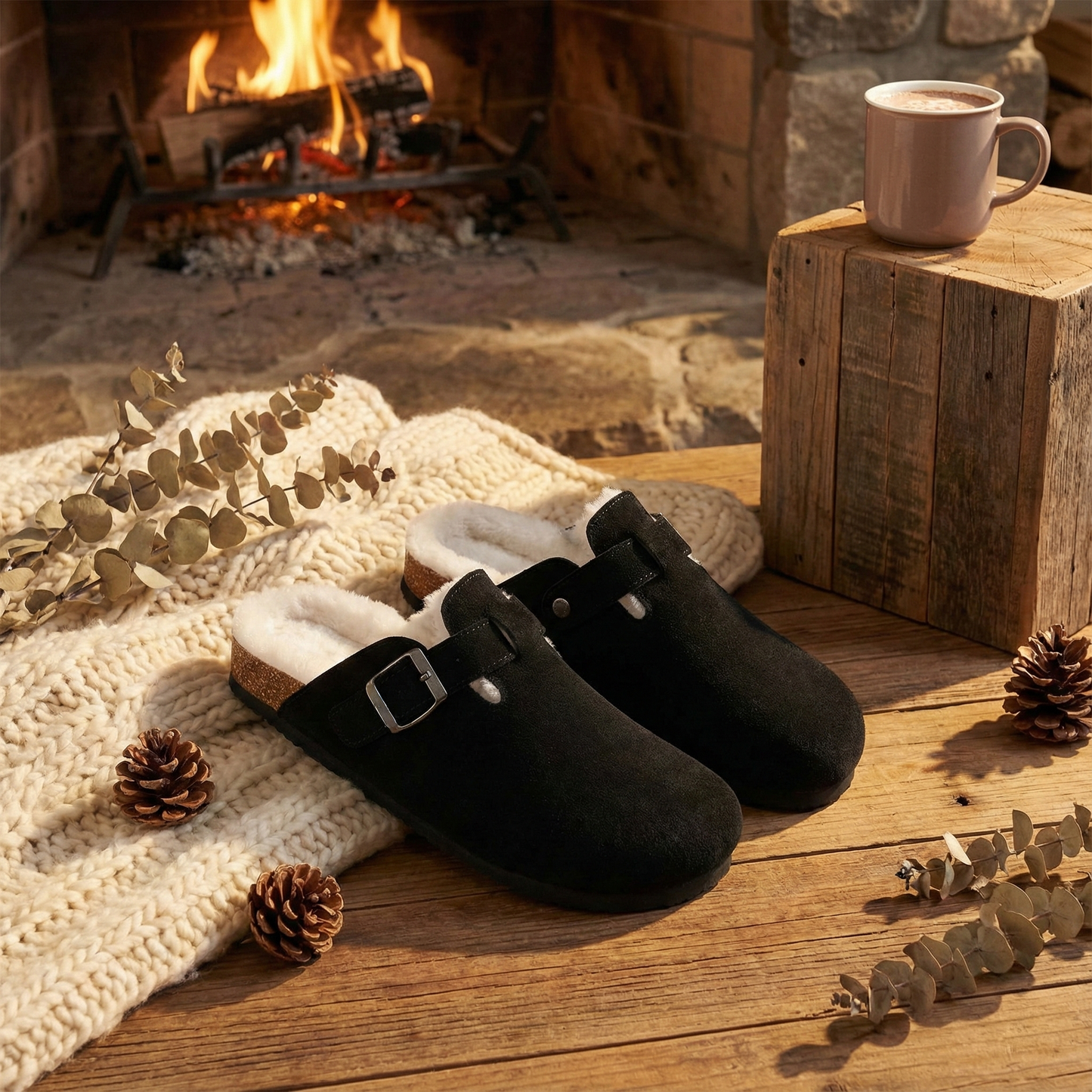 Suede Fur Clogs