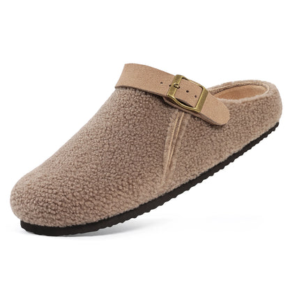 Plush Buckle Slippers