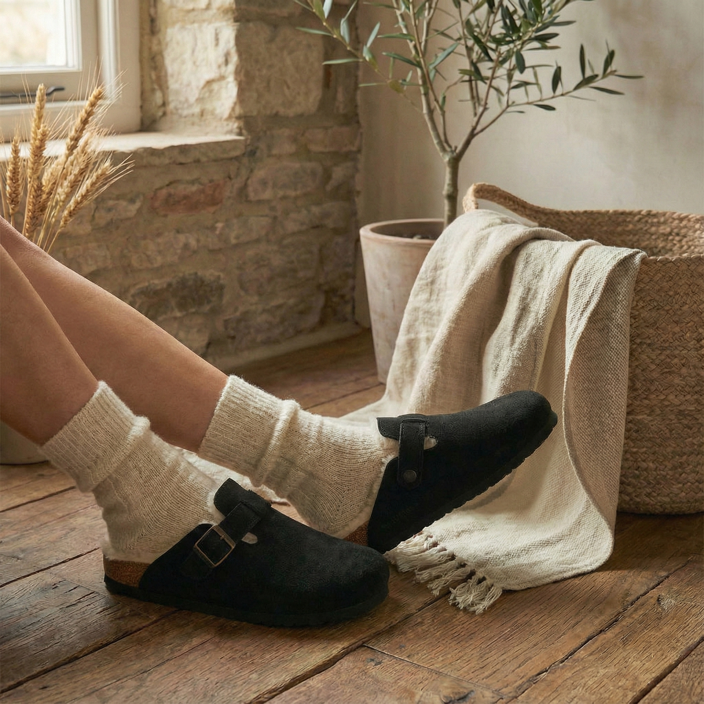 Suede Fur Clogs