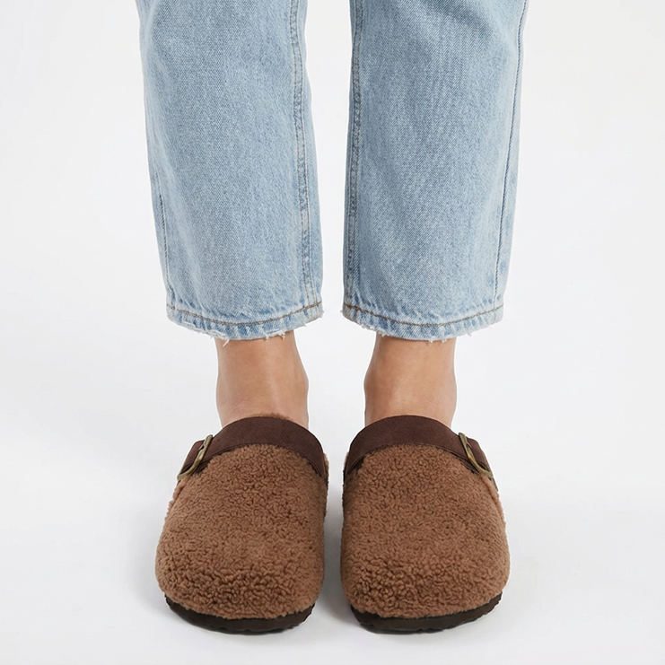 Women's Teddy Slippers - Adjustable Strap