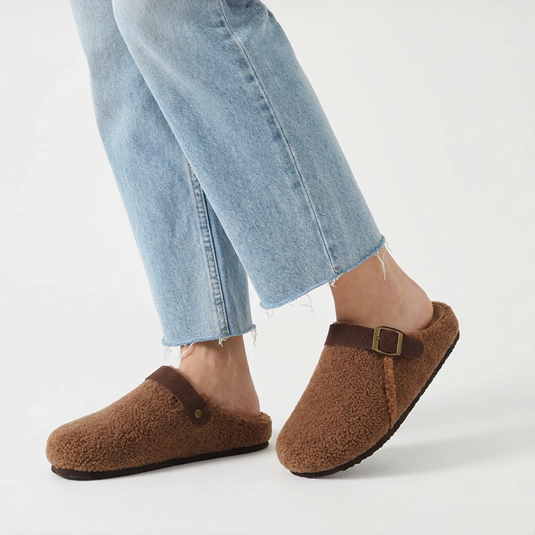 Women's Teddy Slippers - Adjustable Strap